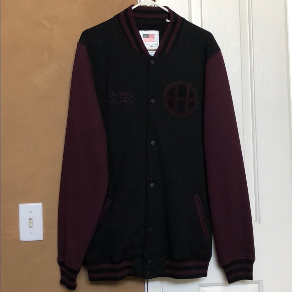 Black and Burgundy HUF Letterman